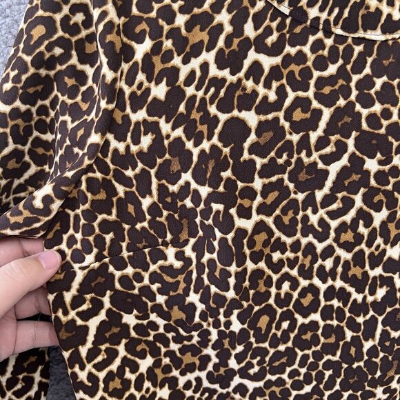 J Crew Cheetah Leopard Print Crepe Shift Dress XS K2150 Size 2 Zip Animal Print - Picture 7 of 12